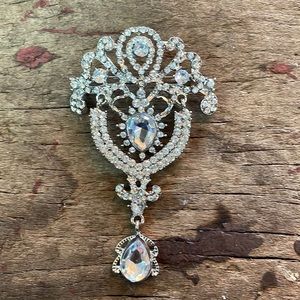 Silver and rhinestone brooch